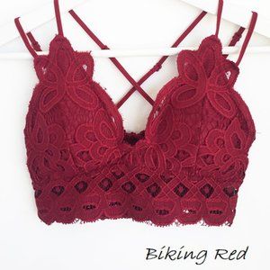 Biking Red Crochet Lace Bralette